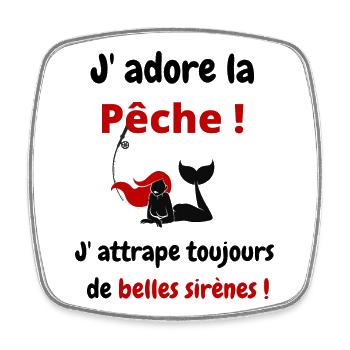 pêche, pêcheurs - Magnet carré - blanc - Devant