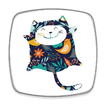 Fleurs de chat Motif de fleurs pour chat mignonnes - Magnet carré - blanc - Devant