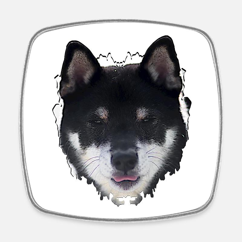 Conception du visage du chien de nuit - Magnet carré - blanc