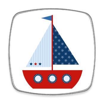 sailboat - Square fridge magnet - white - Front