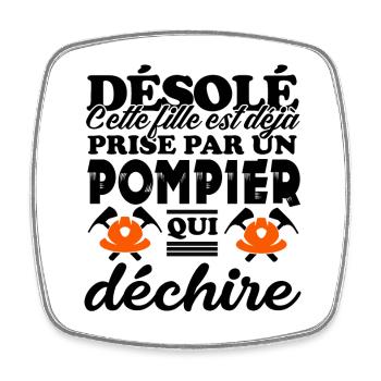 fille prise par un pompier qui déchire - Magnet carré - blanc - Devant