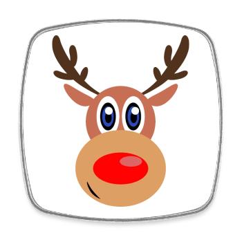 Rudolph Weihnachten Rentier Gesicht - Viereckiger Kühlschrankmagnet - Weiß - Vorne