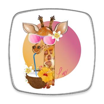 coole Giraffe mit Sonnenbrille genießt den Sommer - Viereckiger Kühlschrankmagnet - Weiß - Vorne