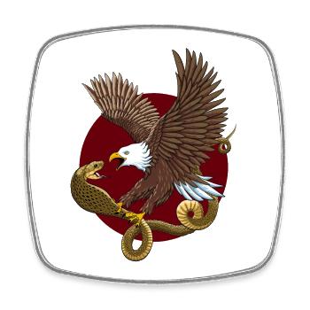 Aigle et serpent - Magnet carré - blanc - Devant