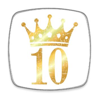 Krone Nummer 10 (Vintage Goldgelb) 10. Geburtstag - Viereckiger Kühlschrankmagnet - Weiß - Vorne