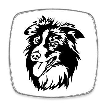 Border Collie Kopf - Viereckiger Kühlschrankmagnet - Weiß - Vorne