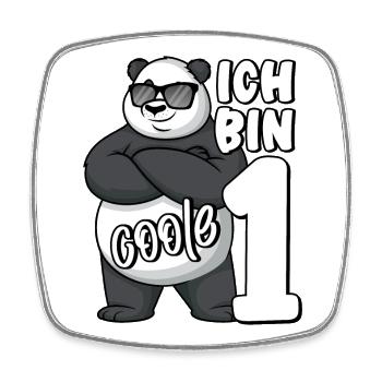 1. Geburtstag Junge 1 Jahr Panda Ich bin coole 1 - Viereckiger Kühlschrankmagnet - Weiß - Vorne