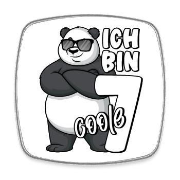 7. Geburtstag Junge 7 Jahre Panda Ich bin coole 7 - Viereckiger Kühlschrankmagnet - Weiß - Vorne