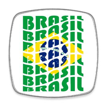 Brasilien Schriftzug Flaggen Design - Viereckiger Kühlschrankmagnet - Weiß - Vorne