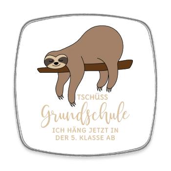 Abschluss Grundschule 5. Klasse Tschüss Faultier - Viereckiger Kühlschrankmagnet - Weiß - Vorne