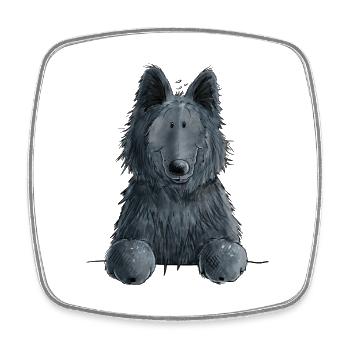 Happy Groenendael I Hund Kopf I Comic - Viereckiger Kühlschrankmagnet - Weiß - Vorne