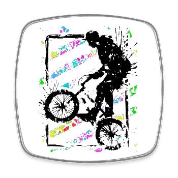 BMX Fahrrad | BMX Rad | Sprung - Viereckiger Kühlschrankmagnet - Weiß - Vorne