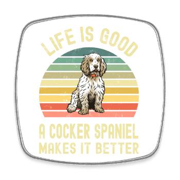 Chien Cocker Spaniel - Magnet carré - blanc - Devant
