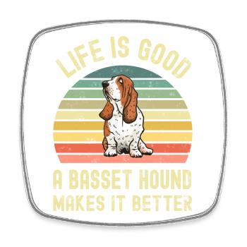 Dog Basset Hound - Square fridge magnet - white - Front