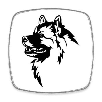 Tête de Wolfsspitz - Magnet carré - blanc - Devant