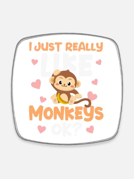 Monkey Monkeys - Square fridge magnet - white