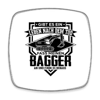 Lustige Baggerfahrer Sprüche Ein Leben nach dem To - Viereckiger Kühlschrankmagnet - Weiß - Vorne