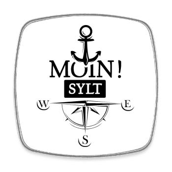 Sylt Ostsee Moin Anker Illustration Logo icon - Viereckiger Kühlschrankmagnet - Weiß - Vorne