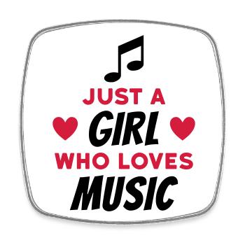 Just a girl who loves music (note, hearts) - Square fridge magnet - white - Front
