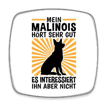 Mein Malinois hört gut Belgischer Schäferhund - Viereckiger Kühlschrankmagnet - Weiß - Vorne