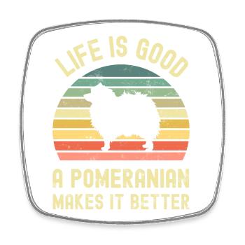 Hund Pomeranian - Viereckiger Kühlschrankmagnet - Weiß - Vorne
