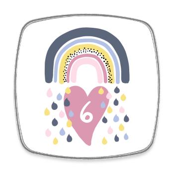 Regenbogen 6. Geburtstag Kinder - Viereckiger Kühlschrankmagnet - Weiß - Vorne