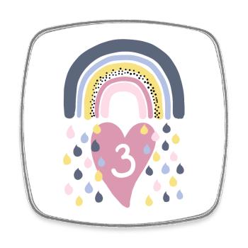 Rainbow 3rd Birthday Children - Square fridge magnet - white - Front