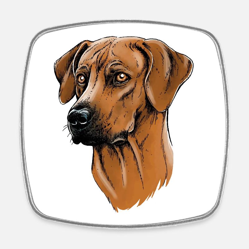 Rhodesian Ridgeback - Magnet carré - blanc