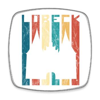 Lübeck Holstentor Retro Vintage Luebeck Geschenk - Viereckiger Kühlschrankmagnet - Weiß - Vorne
