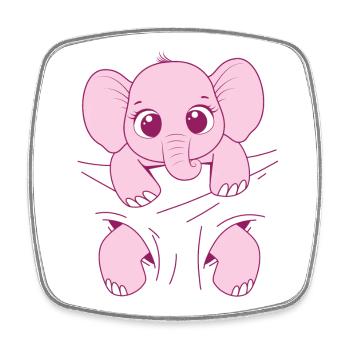 Bébé Éléphant Porter Drôle Rose Bébé Éléphant - Magnet carré - blanc - Devant