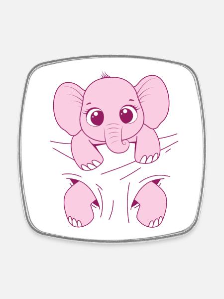 Baby Elephant Wear Pink Elephant Baby Elephant - Square fridge magnet - white