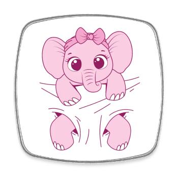 Bébé éléphant porter drôle rose bébé éléphant - Magnet carré - blanc - Devant