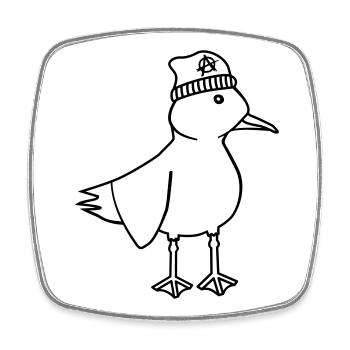 Möwe Anarchie – Freche maritim Hipster Küstenkunst - Viereckiger Kühlschrankmagnet - Weiß - Vorne
