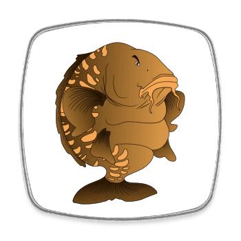 Plumpiges Spiegelkarpfen-Cartoon-Angeldesign - Viereckiger Kühlschrankmagnet - Weiß - Vorne
