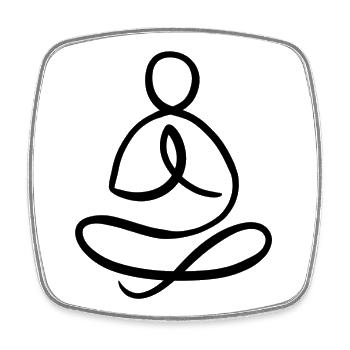 Meditating human, yogi, black line style - Square fridge magnet - white - Front