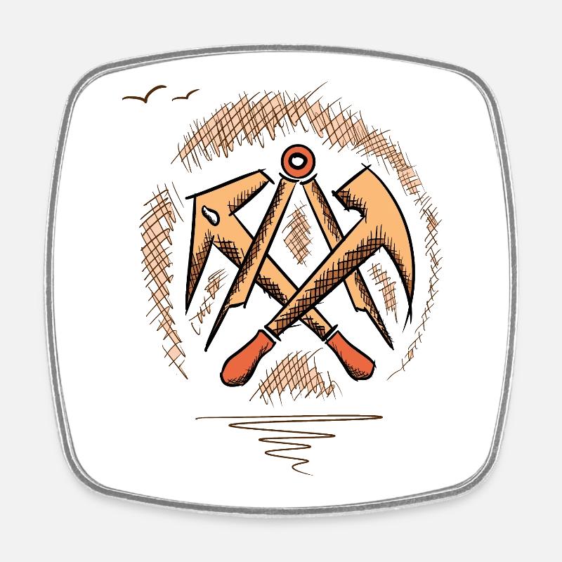 Enseigne de guilde de couvreur, dessinée à la main. Dessin - Magnet carré - blanc