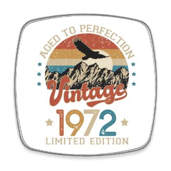 1972 Birthday humor 52 years age perfection - Square fridge magnet - white - Front