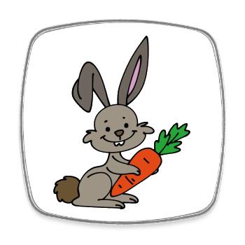Hase mit Karotte - Viereckiger Kühlschrankmagnet - Weiß - Vorne