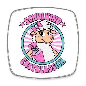 Schulkind Erstklassich Schäfchen Einschulung - Viereckiger Kühlschrankmagnet - Weiß - Vorne
