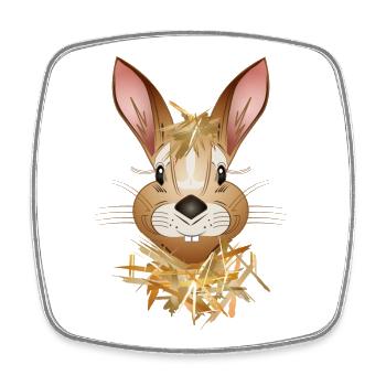 lustiger Hase versteckt sich im Stroh - Viereckiger Kühlschrankmagnet - Weiß - Vorne