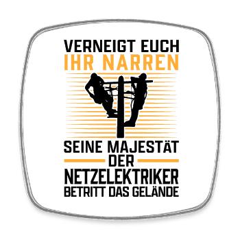 Seine Majestät der Netzelektriker Elektriker - Viereckiger Kühlschrankmagnet - Weiß - Vorne