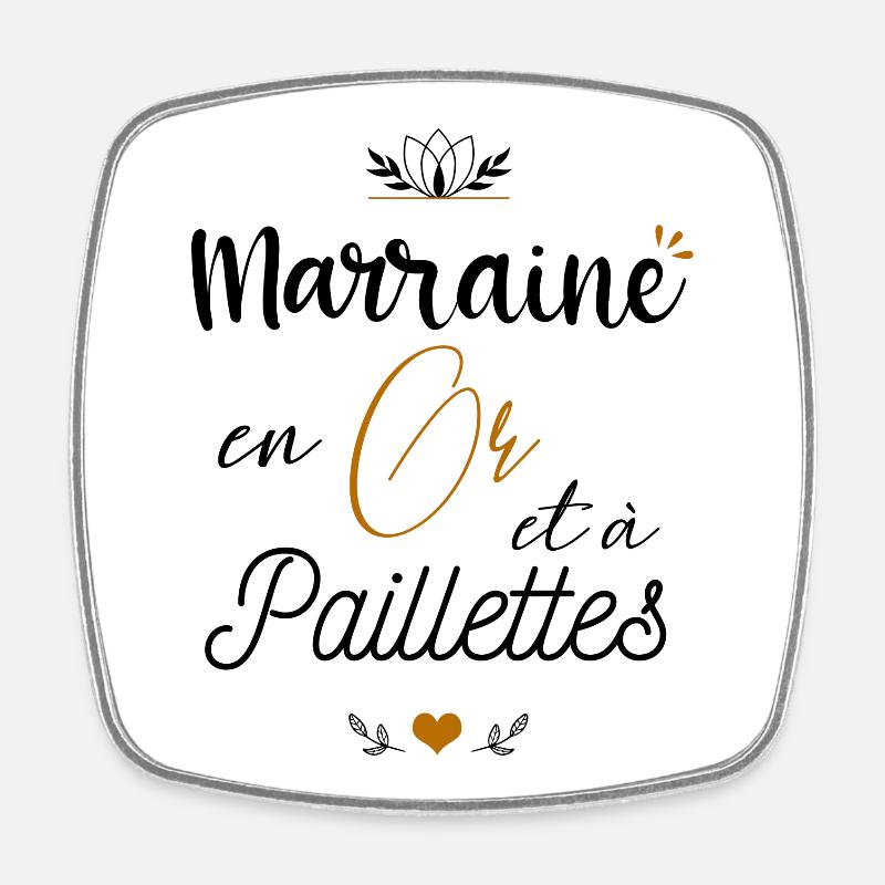 Marraine en or et à paillettes - Magnet carré - blanc