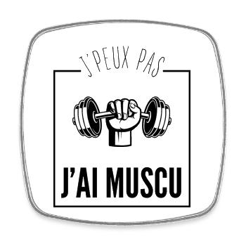 Je peux pas j’ai muscu - Magnet carré - blanc - Devant