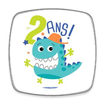 j'ai 2 ans Cadeau anniversaire 2 ans dinosaure - Magnet carré - blanc - Devant
