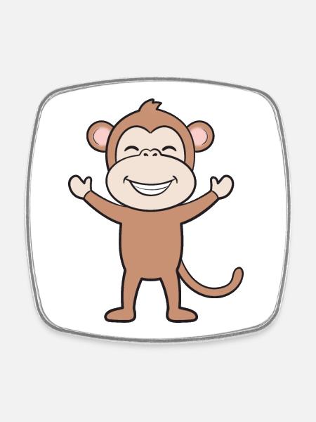 Singes singes - Magnet carré - blanc