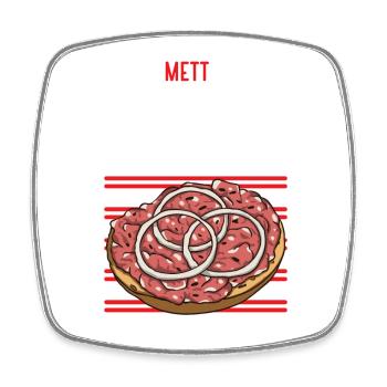 Mannes Mett Mettbrötchen Witzig Fleisch Essen - Viereckiger Kühlschrankmagnet - Weiß - Vorne