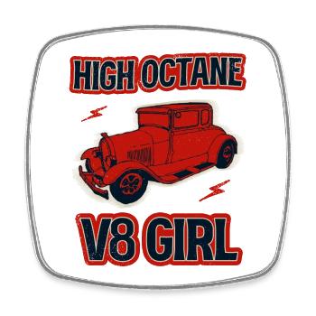High Octane V8 Girl - Square fridge magnet - white - Front