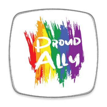 LGBTQ+ Pride LGBT Proud Ally Homo Rainbow - Square fridge magnet - white - Front