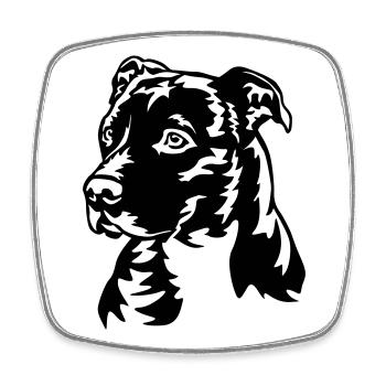 American Staffordshire Terrier Kopf - Viereckiger Kühlschrankmagnet - Weiß - Vorne