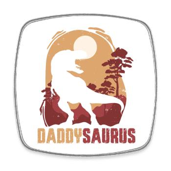 Daddysaurus Sunset Silhouette - Square fridge magnet - white - Front